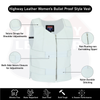 HL14945White Women White Tactical Style leather Vest for Biker club