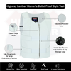 HL14945White Women White Tactical Style leather Vest for Biker club