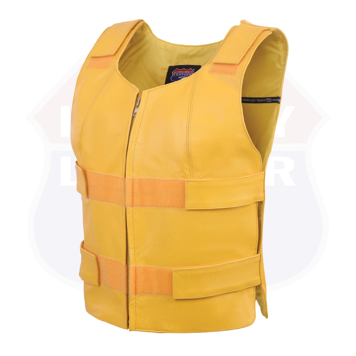 Women’s Yellow Tactical Style Leather Biker Club Vest | HL14945YELLOW