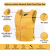 Women’s Yellow Tactical Style Leather Biker Club Vest | HL14945YELLOW