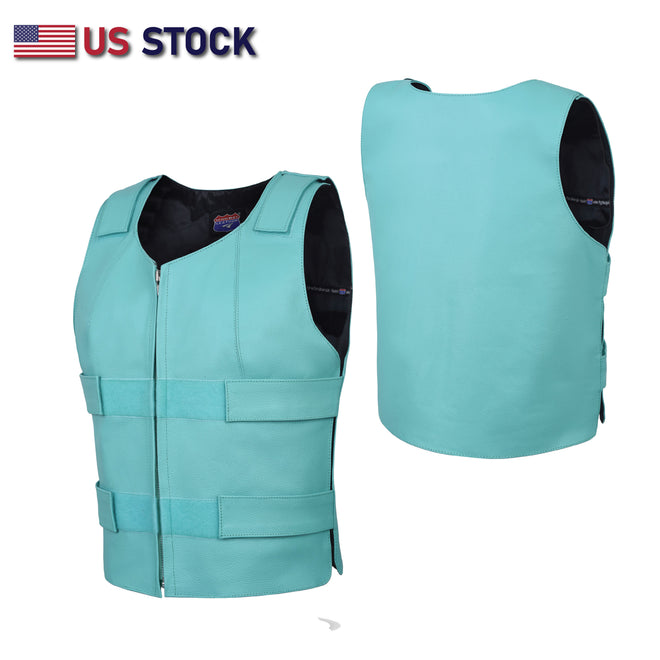 Women’s Tactical Style Leather Vest | HL14945Teal