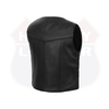 Unisex black leather motorcycle vest for kids, Buffalo Leather Gear, featuring Western-style soft leather and classic design.