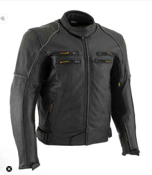 VULCAN VNE98431 MEN'S 'ACE' BLACK ADVANCED LEATHER PROTECTIVE MOTORCYCLE JACKET WITH CE ARMOR - HighwayLeather