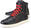 Milwaukee Leather men's black leather street riding boots with red laces, reinforced ankle support, and rugged design.