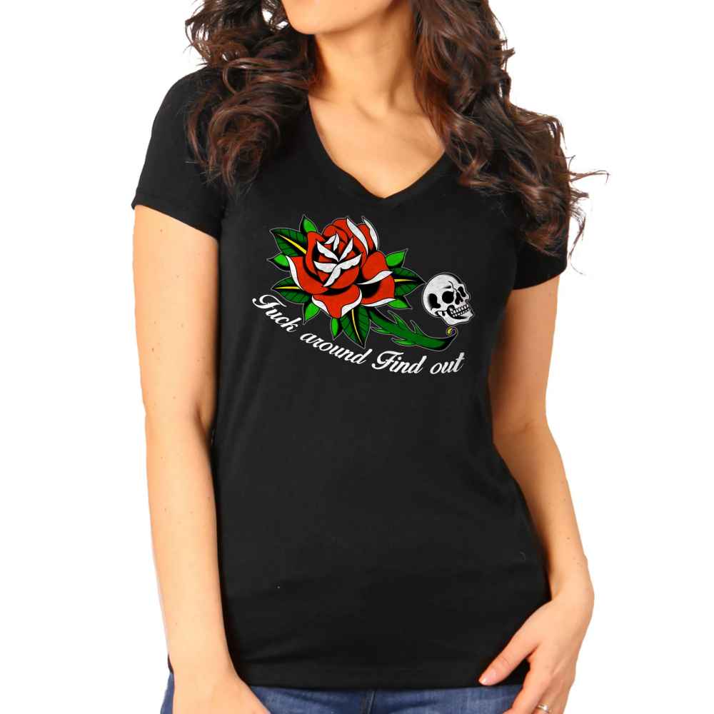 GLC1551 Hot Leathers Fuck Around Find Out Ladies T-Shirt - HighwayLeather