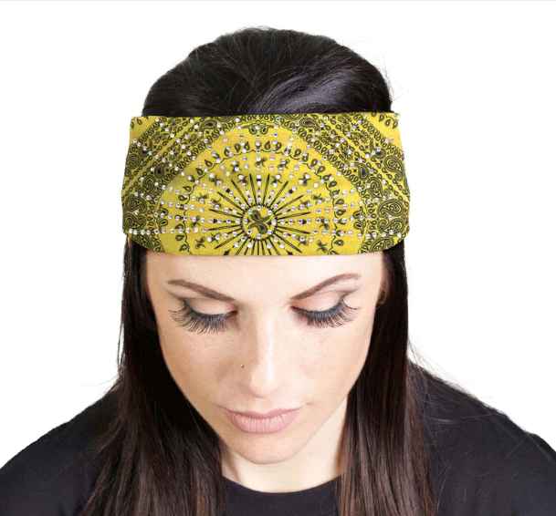 Milwaukee Leather yellow Lycra jersey headband with classic bandana style, featuring a comfortable stretch fit.