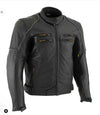 Buffalo Leather Gear men's black Ace motorcycle jacket with advanced leather, CE armor, and multiple zippered pockets.