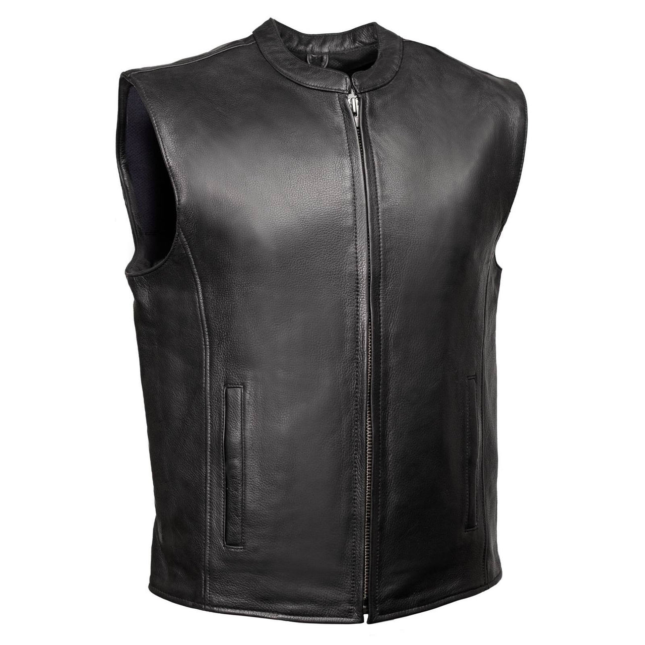 MMC30002 Men's Rocker Black Leather Premium Club Style Riders Vest