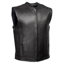 MMC30002 Men's Rocker Black Leather Premium Club Style Riders Vest