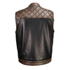 MLM3529 Men's Black & Brown Paisley Lined Leather Vest w/ Accent Stitching & Armhole Trim - HighwayLeather