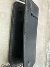 Black leather wallet with chain and zipper pocket from DEALER LEATHER, featuring a sleek design and secure closure.