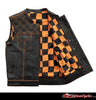 ORANGE M050 | Orange Checker - Men's Motorcycle Leather Vest - HighwayLeather
