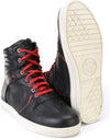 Milwaukee Leather men's black leather street riding boots with red laces, ankle support, and reinforced design.