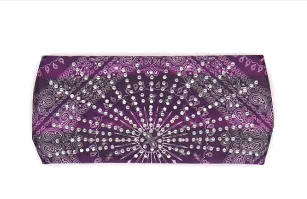 Milwaukee Leather purple Lycra jersey headband with classic bandana design, shown flat with vibrant purple color and soft stretch fabric.