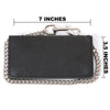 Milwaukee Leather MLW7892 men's 7-inch leather bi-fold biker wallet with anti-theft chain and stainless steel trigger hook, multiple storage slots