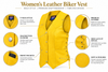 Women's Yellow Leather Motorcycle Vest with Lace-Up Sides – Classic Biker Style | HL14501
