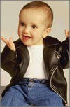 Buffalo Leather Gear HL7001S/L kids' leather motorcycle jacket with side lace detail, classic biker style for boys and girls.