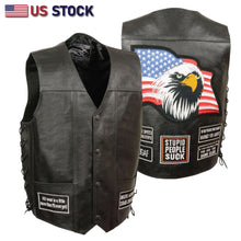 Men's Side Lace Eagle& Flag Pre-Patched Vest - HighwayLeather