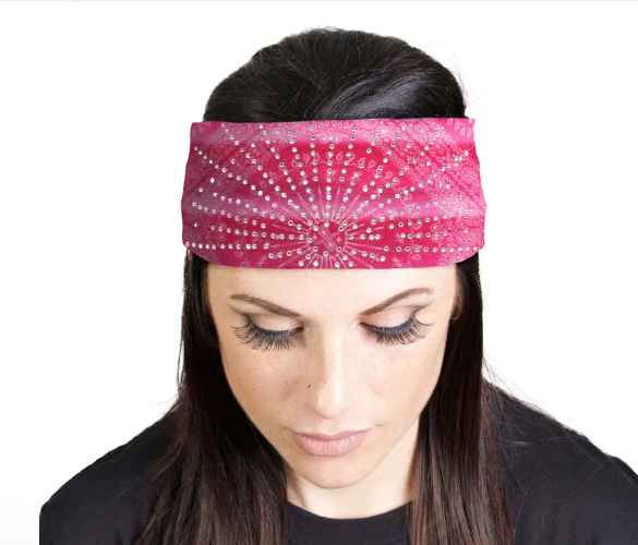 Milwaukee Leather pink Lycra jersey headband, classic bandana style, stretchy and comfortable for casual wear.