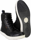 Milwaukee Leather men's waterproof black and white street riding boots with reinforced design and ankle support.