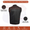 ORANGE HL11693SPTORANGE  Black Men Cross Stitch Club Leather Vest - HighwayLeather
