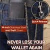 Milwaukee Leather men's 7-inch leather bifold biker wallet with multiple compartments and stainless steel chain for anti-theft security.