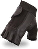 Milwaukee Leather MG7562 Men's Black Leather and Spandex Gel Padded Palm Fingerless Motorcycle Hand Gloves W/ Mesh Material