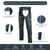 Buffalo Leather Gear classic leather chaps with jean pocket design, durable cowhide riding chaps for motorcycle or equestrian use.
