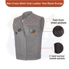 ORANGE HL11693SPTORANGE  Black Men Cross Stitch Club Leather Vest - HighwayLeather
