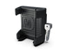 Drag Specialties Ciro cup and phone holder mount with black perch for motorcycle handlebars, shown attached to a handlebar.