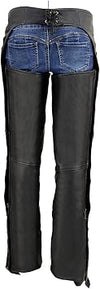 Purple leather wing hip hugger chaps for women by Milwaukee Leather, featuring a stylish wing design and snug fit.