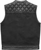 1/2 Black HL21664HFBLACK Men Cross Stitch Half Leather Half Canvas Club Motorcycle Vest - HighwayLeather
