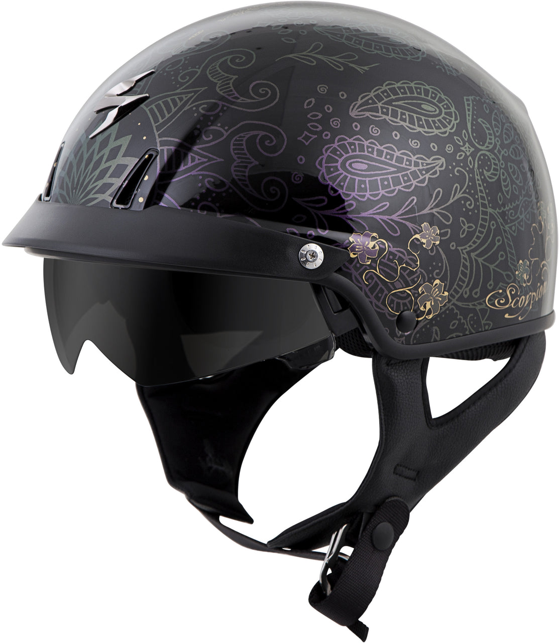 Scorpion Exo 75-1636 EXO-C110 Open-Face Helmet Azalea Black/Gold SM - HighwayLeather