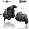 Men's leather gauntlet gloves with studs and conchos from HighwayLeather, featuring detailed leather craftsmanship and decorative metal accents.