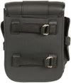 Milwaukee Leather small cruiser style biker bag with turn clasp and zipper, featuring a sissy bar attachment, 18x11x4.5 inches.
