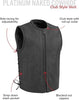 Mens Motorcycle Platinum 1.4MM Leather Seamless Design Leather Side Lace Vest - HighwayLeather
