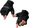 MG7504 Men's Black Perforated Mesh Gel Palm Fingerless Motorcycle Hand Gloves W/ ‘Reflective Piping’