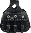 HighwayLeather biker bag with concho design, studded details, and three strap features, stylish and durable for motorcycle riding.