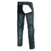 Buffalo Leather Gear classic leather chaps with jean pocket design, durable chaps for riding and outdoor activities.