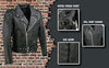 Buffalo Leather Gear kids motorcycle leather jacket for boys and girls, classic black leather jacket with front zipper and collar.