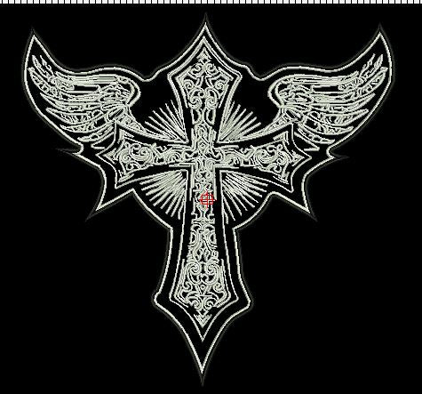 cross with wings white  12x12 - HighwayLeather