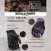 PURPLE SH802 Women's Black and Purple Leather with Mesh Combo Racing Gloves