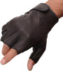 Milwaukee Leather MG7585 Men's Black Leather Gel Padded Palm Fingerless Motorcycle Hand Gloves w/ Full Panel Cover