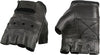 Dynamicleather men's fingerless motorcycle gloves with reinforced palms and breathable material for riding comfort.