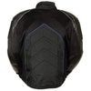 Milwaukee Leather men's black and blue armored moto jacket with textile and leather panels, featuring protective armor for riding.