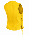 Women's Yellow Leather Motorcycle Vest with Lace-Up Sides – Classic Biker Style | HL14501