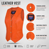 HL14500ORANGE Ladies Women soft leather ORANGE biker motorcycle vest black concealed carry - HighwayLeather