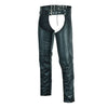 Buffalo Leather Gear classic leather chaps with jean pocket design, durable riding chaps made from high-quality leather.