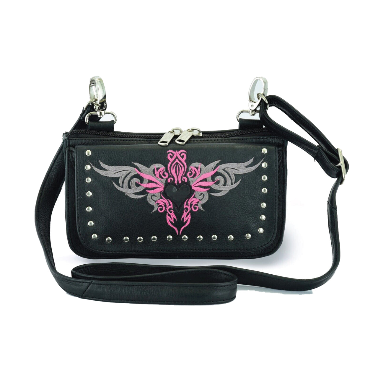 HL80156PINK Clip pouch Pink tribal Heart Leather Bag PINK Women Waist Bag Fanny Pack Motorcycle Biker PINK - HighwayLeather