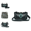HL80156TEAL Turquoise tribal Heart Hip Clip Leather Bag Women TEAL Waist Bag Fanny Pack Motorcycle Biker TEAL